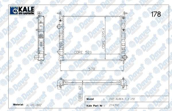 16-1808 Su Radyatoru Mekanik Fiat Albea 1.3 Mjt M-T 2003-2007